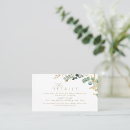 Tarjeta De Mesa Boda de la vegetación de oro del eucalipto rústico