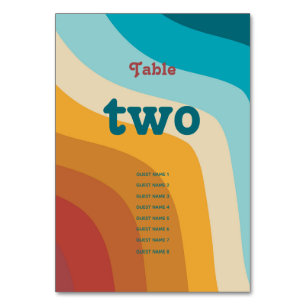 Tarjeta De Mesa Boda de las coloridas olas de arcoiris de los años