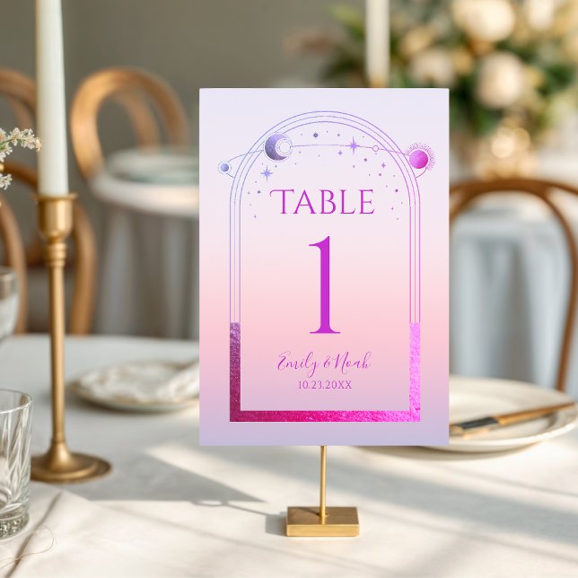 Tarjeta De Mesa Boda de las Estrellas Moon Sun Rosa Mystical Sunse (Subido por el creador)