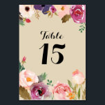 Tarjeta De Mesa Boda de las flores de color de agua rusticas del B<br><div class="desc">Esta sencilla y elegante invitación a la boda se enmarca en hermosas flores acuarelas y follaje. La caligrafía moderna y la tipografía le dan un toque moderno a este diseño clásico de Kitty Pie Prints. ¡El color de fondo es cambiable! Simplemente pulse el botón "personalizar" para elegir el color de...</div>