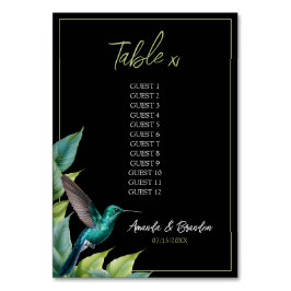 Tarjeta De Mesa Boda de las hojas tropicales de Emerald Hummingbir