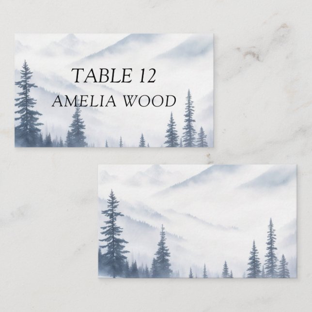 Tarjeta De Mesa Boda de las montañas grises de invierno (Anverso / Reverso)