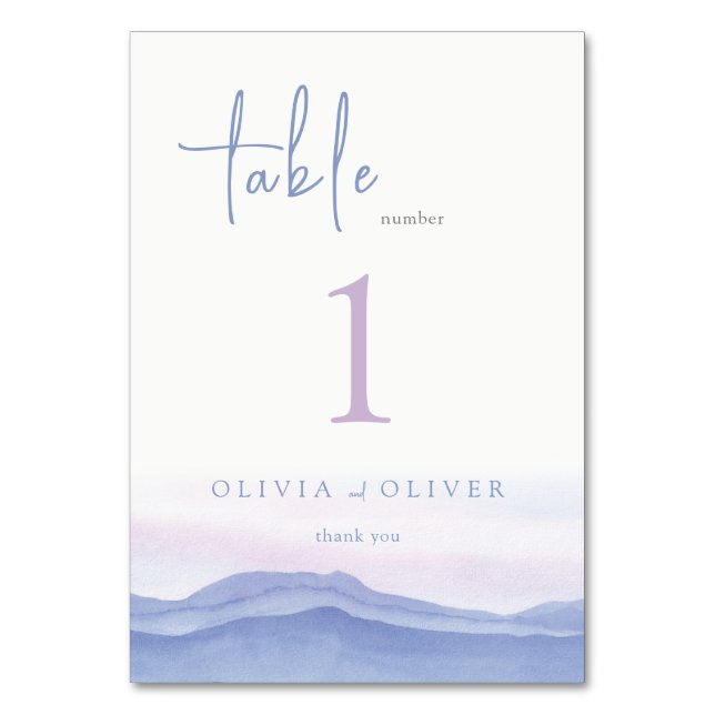 Tarjeta De Mesa Boda de las Montañas Púrpura (Anverso)