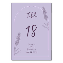 Tarjeta De Mesa Boda de lavanda elegante y simple