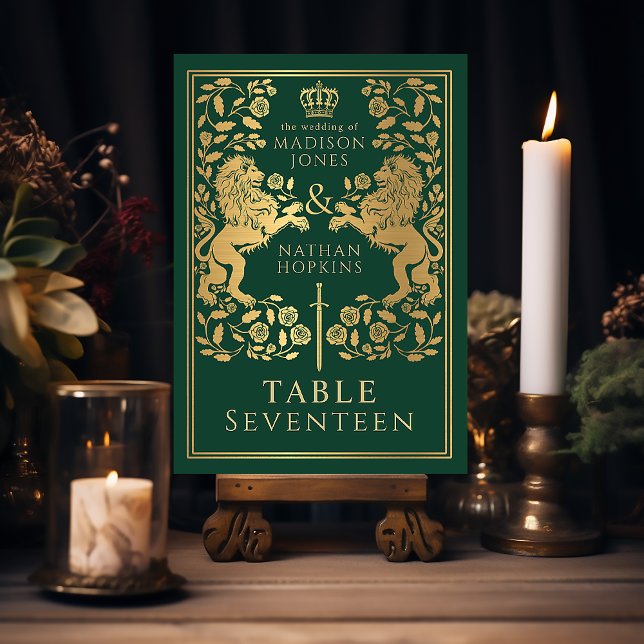 Tarjeta De Mesa Boda de León Medieval Verde (Subido por el creador)