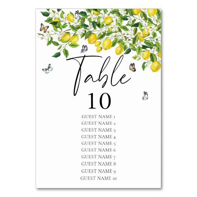 Tarjeta De Mesa Boda de limón acuarela (Anverso)