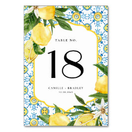 Tarjeta De Mesa Boda de limón acuático y mosaico marroquí
