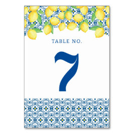 Tarjeta De Mesa Boda de limón de color de mosaico mediterráneo
