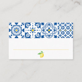 Tarjeta De Mesa Boda de limón de color de mosaico mediterráneo