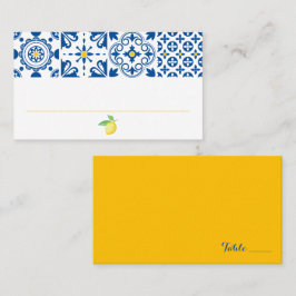 Tarjeta De Mesa Boda de limón de color de mosaico mediterráneo