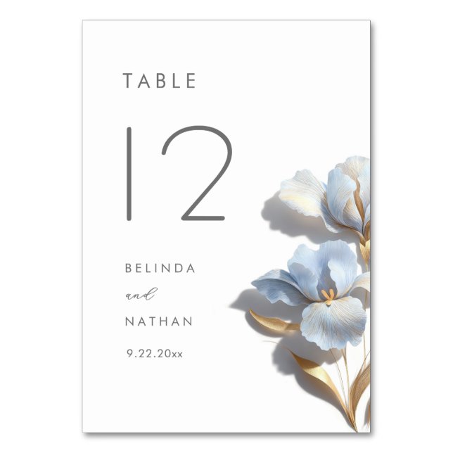 Tarjeta De Mesa Boda de lirio azul de flor 3D (Reverso)