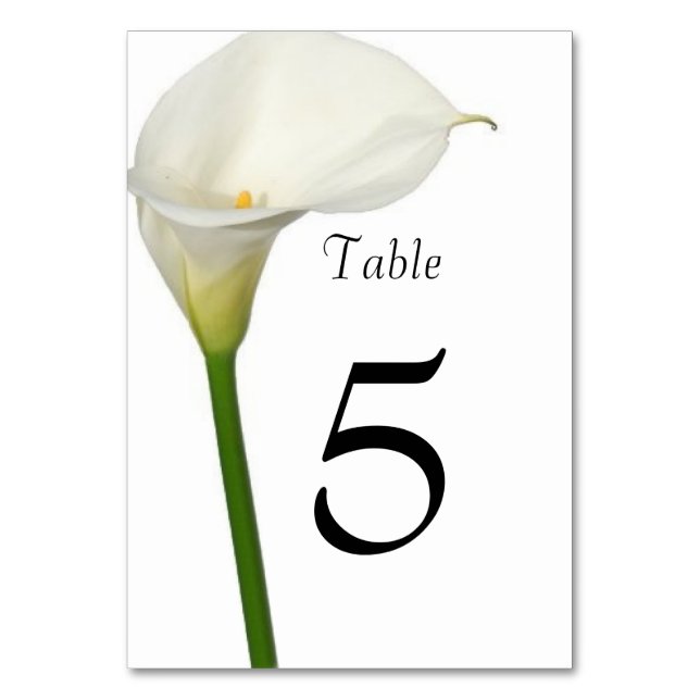Tarjeta De Mesa Boda de Lirio de Calla Blanco Hermoso (Anverso)