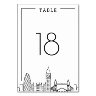 Tarjeta De Mesa Boda de Londres   Número de tabla