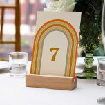 Tarjeta De Mesa boda de los años 70 del arco iris retro<br><div class="desc">Este diseño retro de números de tabla boda se inspiró en la tendencia retro de los años 70. Tiene un arcoiris de colores retro. Este diseño es perfecto para los bodas retro,  boho,  discoteca o de los años 70. Todo el texto es personalizable.</div>