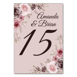 Tarjeta De Mesa boda de los Marrones Profundos de los años 1980