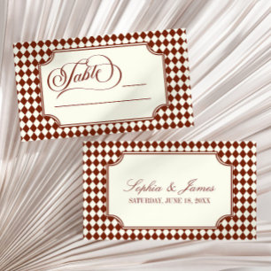 Tarjeta De Mesa Boda de lujo antigua en burgundy marfil vintage