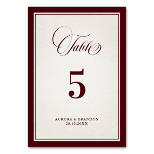 Tarjeta De Mesa Boda de lujo formal moderna burgundy con dinero an