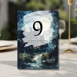 Tarjeta De Mesa Boda de Luna del Castillo Gótico de Halloween