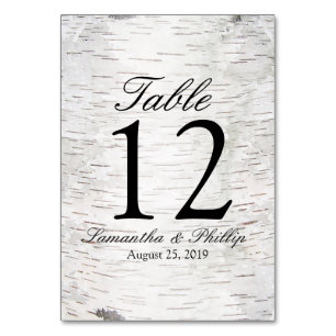 Tarjeta De Mesa Boda de Madera Rústica de Birch Tree Bark