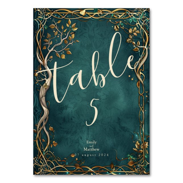 Tarjeta De Mesa Boda de Majestad de la Tierra Media (Anverso)