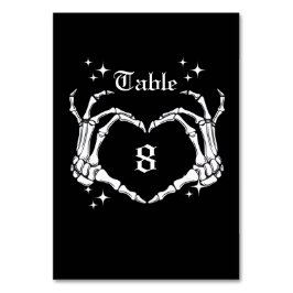 Tarjeta De Mesa Boda de Mano en Forma de Corazón de Esqueleto