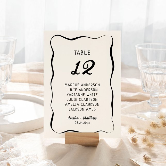 Tarjeta De Mesa Boda de mano moderna y caprichosa (Subido por el creador)