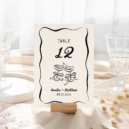 Tarjeta De Mesa Boda de mano moderna y caprichosa