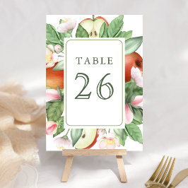 Tarjeta De Mesa Boda de manzana roja floral botánica en huerto