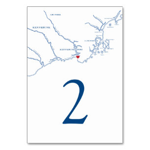 Tarjeta De Mesa Boda de mapas de Kennebunkport Maine