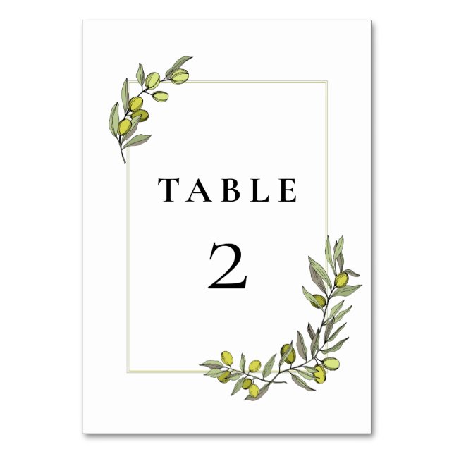 Tarjeta De Mesa Boda de marco de ramas oleícolas (Anverso)