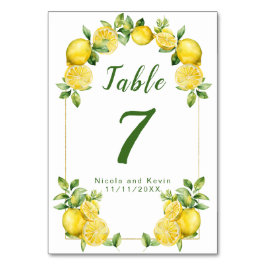 Tarjeta De Mesa Boda de marco de vegetación de limón italiano