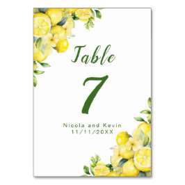 Tarjeta De Mesa Boda de marco de vegetación de limón italiano