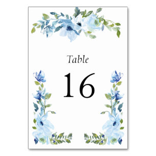 Tarjeta De Mesa boda de marco floral azul claro moderno