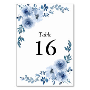 Tarjeta De Mesa boda de marco floral azul simple