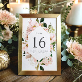 Tarjeta De Mesa Boda de Marco Floral de Primavera Rosado