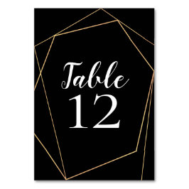 Tarjeta De Mesa Boda de marco geométrico negro y dorado elegante