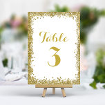 Tarjeta De Mesa Boda de marco Purpurina de Confetti dorado<br><div class="desc">Añade un toque de glamour y brillo a la recepción de tu boda con estos elegantes números de mesa. Con un marco de confeti dorado brillante sobre un fondo blanco nítido, estas tarjetas crean un estilo moderno y festivo. Fácilmente personalizable con sus números de tabla para una configuración de mesa...</div>