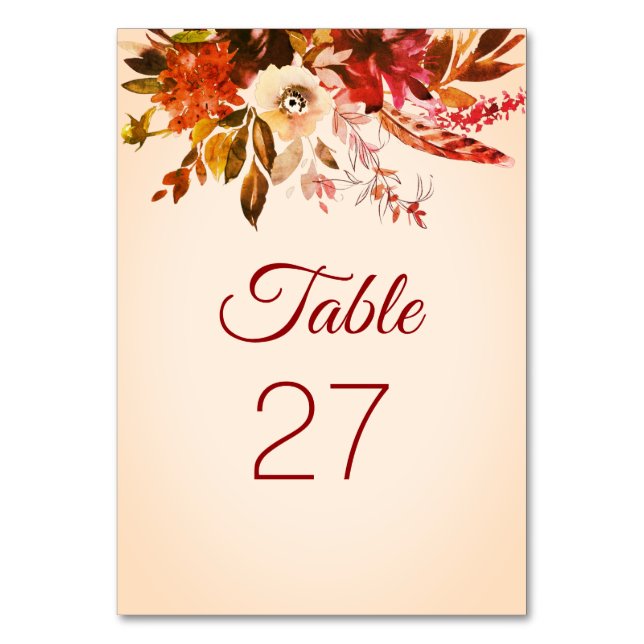 Tarjeta De Mesa Boda de marfil de esplendor otoñal morboso (Anverso)
