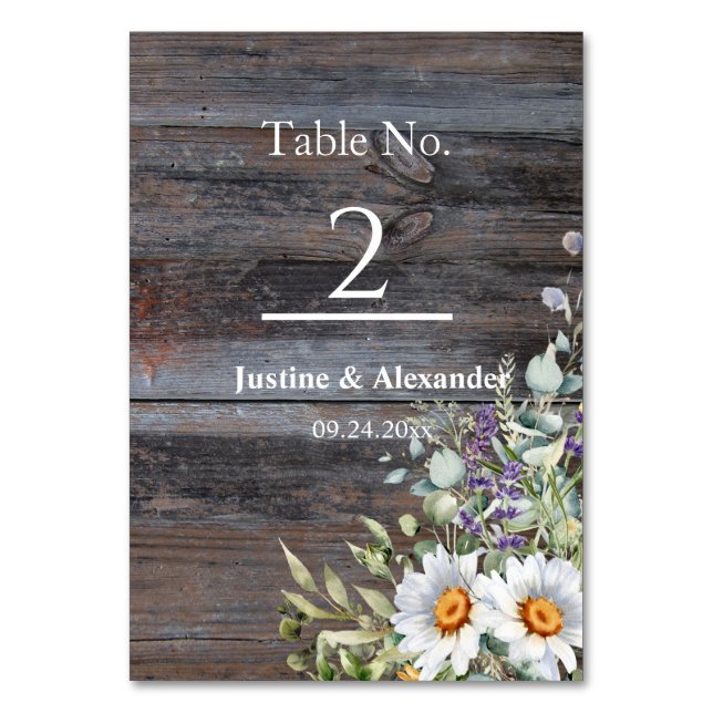 Tarjeta De Mesa Boda de margarita blanca (Anverso)