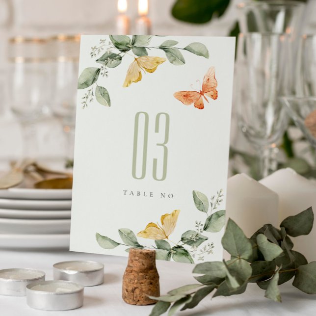 Tarjeta De Mesa Boda de mariposas de hueso de jardín amarillo (Subido por el creador)
