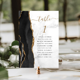 Tarjeta De Mesa Boda de mármol blanco ágata oro negro
