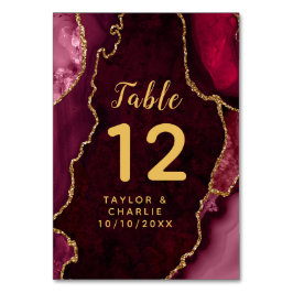 Tarjeta De Mesa Boda de mármol rojo y oro agado