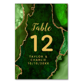 Tarjeta De Mesa Boda de mármol verde y oro
