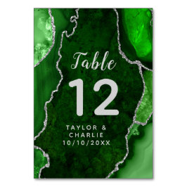 Tarjeta De Mesa Boda de mármol verde y plateado