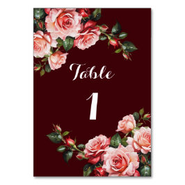 Tarjeta De Mesa Boda de marrón de rosas rosas rosas rosas y rojas