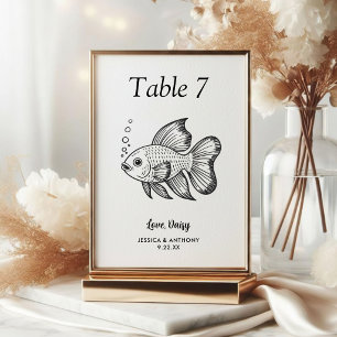 Tarjeta De Mesa Boda de mascotas simple en blanco y negro