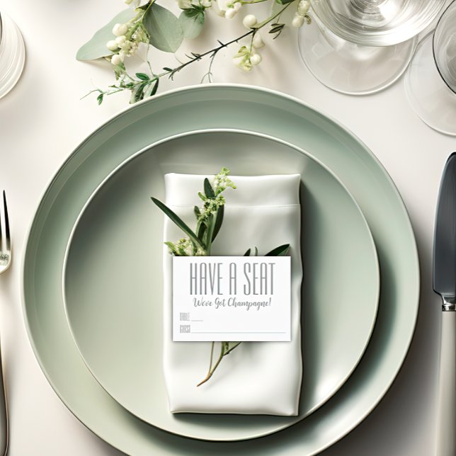 Tarjeta De Mesa boda de mensajes de Personalizado "Have a Seat" ("Have a Seat" Table Place Card
Modern Minimalist Wedding)