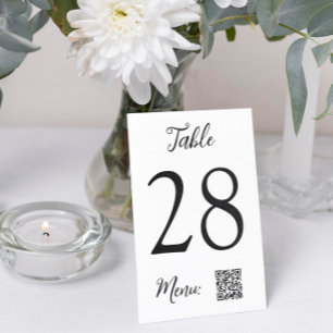 Tarjeta De Mesa Boda de menú Código QR Número de tabla