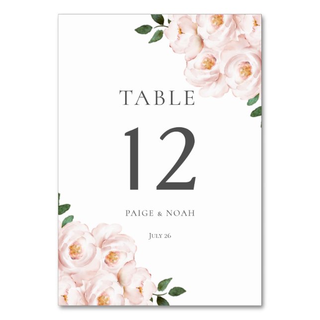Tarjeta De Mesa Boda de mesa floral rosa elegante moderno (Anverso)