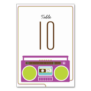 Tarjeta De Mesa Boda de mixtape Indie Retro Boombox (Purple/Lime)